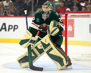 Foto de hockey de la NHL Marc-Andre Fleury 2024 configuración de almohadillas Minnesota Wild 8x10 - Imagen 1 de 1