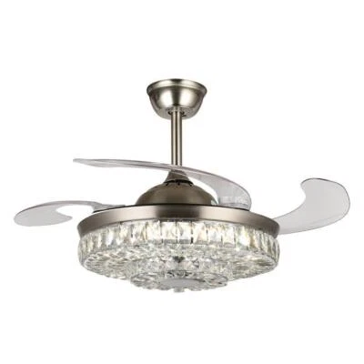 42" Bluetooth Crystal Ceiling Fan 7-Color Led Chandelier Music Speaker w/Remote - Image 1 of 4