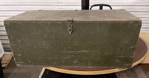 Vintage 1951 Military Foot Locker Trunk Box Texas Trunk Co Cover