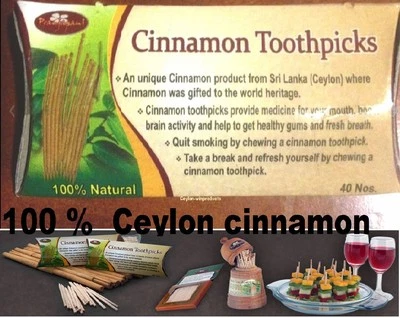 Cinnamon Toothpicks 40 ct 100% Pure Sri Lanka 100% world best Ceylon cinnamon