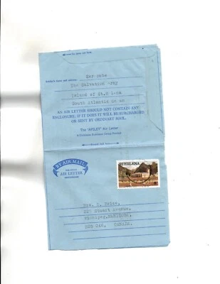 St, Helena 1979 Formulario Aerograma a Canadá Ejército de Salvación Foto 1 de 2