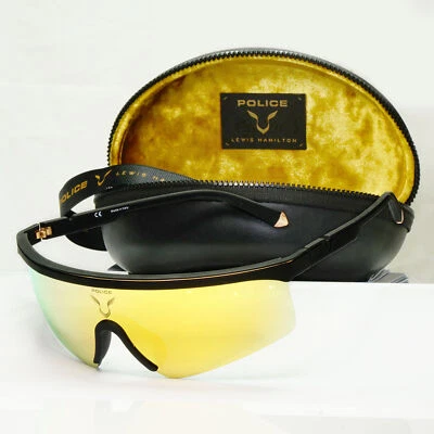 Gafas de sol Police Lewis Hamilton F1 dorado amarillo espejo escudo SPL A28 COL 6AAG Foto 1 de 4