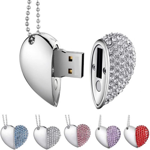 Collana pendrive usb ciondolo cuore diamante 16GB 32GB San Valentino