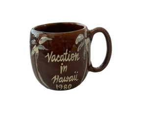 Vintage Hawaii Souvenir Mug 1980 Brown Glaze Ceramic Pottery Cup Collectible - Picture 1 of 5