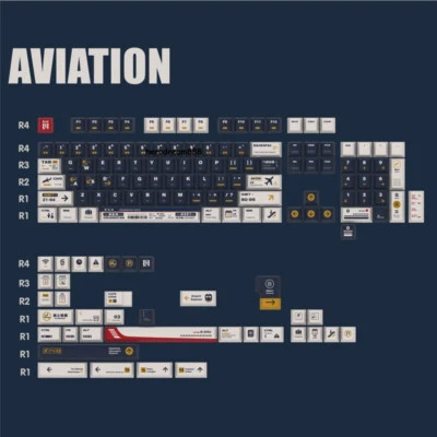 Aviation Theme Keycap 140 Keys Navy White Dye-sub PBT for Cherry MX Keyboard   - Image 1 of 4