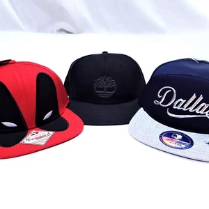 Deadpool Marvel Dallas Pitbull Timberland Snapback Hat Cap *3* Piece Lot 6 Panel - Picture 1 of 12