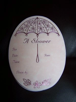 Paraguas vintage años 50 BABY niña INVITACIONES DE DUCHA 10 unidades ovalado rosa NUEVO Foto 1 de 2