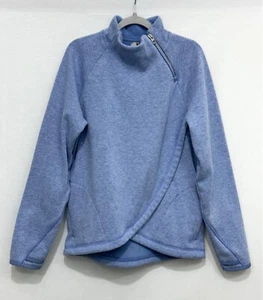 Athleta Girl Crazy Cozy Wrap Sweatshirt XL 14 Blue Long Sleeve Thumb Holes Logo - Picture 1 of 11