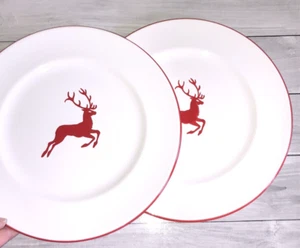 2 Platos de Cena Gourmet Gmunder Keramik Cerámica Vino Reno Tinto Ciervo Navidad NUEVO - Imagen 1 de 9