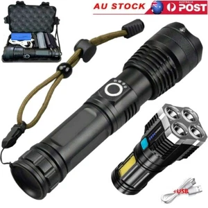 1000000 Lumens Zoom Flashlight LED Rechargeable Lamp Hunting Torch with Battery - Picture 1 of 15