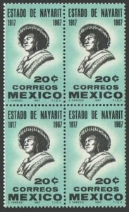 Mexico 978 block/4,MNH.Michel 1229. Nayarit Statehood,50th Ann.1967.Indian. - Picture 1 of 1