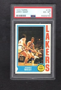 1974-75 Topps Basketball #176 Jerry West PSA 6 EX_MT - Picture 1 of 2