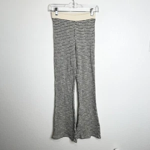 Zara Flare Leggings Women Small Pants Textured Knit Printed Black Cream F - Picture 1 of 24