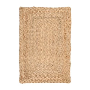 2x3 Braided Handspun Jute Mat Modern & Contemporary Oriental Area Rug Natural - Picture 1 of 4