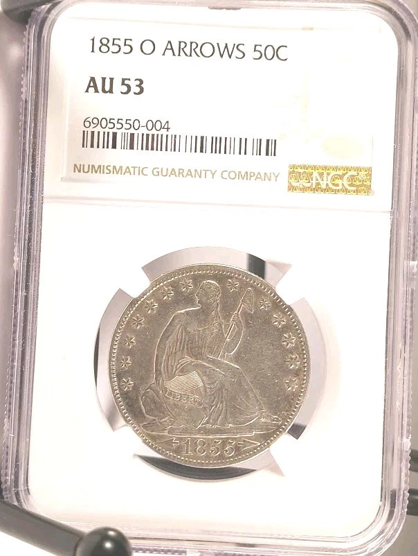 1855 O Arrows Seated Liberty Half NGC AU-53 - Image 1 of 4