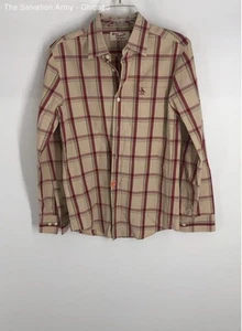 Original Penguin By Munsingwear Mens Beige Plaid Cotton Button-Up Shirt Size M - Picture 1 of 7