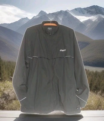 Asics Men XL Black Reflect Trim Windbreak Full Zip Raglan Sleeve Jacket CHEST 52 - Image 1 of 4