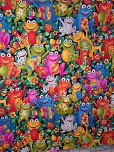 Baumwollstoff. Frösche. Vorgeschnitten bei 24" x 44" - Bild 1 von 1