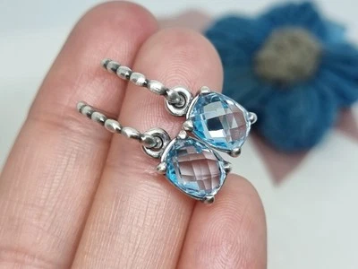 Genuine Pandora Cool Breeze Blue Topaz Earrings 💕 S925 ALE  - Image 1 of 4