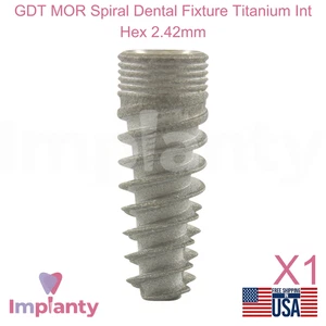 GDT MOR Spiral Dental Fixture Titanium Int Hex 2.42mm Connection SLA Surface - Picture 1 of 12