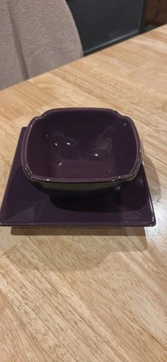 Juego de velas y platos de cerámica PartyLite Zen. Color púrpura/berenjena Foto 1 de 4