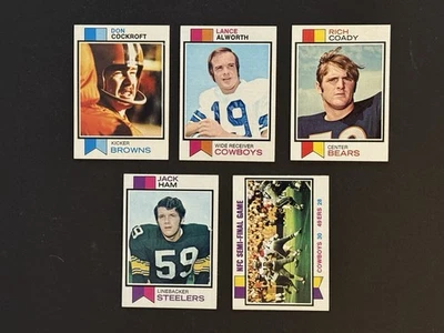 1973 Topps Football (5-Card Lot) Staubach, Alworth, Jack Ham RC - NM-M - Image 1 of 2