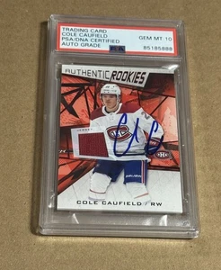 Tarjeta de novato firmada por Cole Caufield 2021-22 Upper Deck SP RPA PSA DNA 10 - Imagen 1 de 2