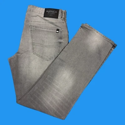 Jeans Buffalo David Botón Para Hombre Talla 32x32 Recto Seis Elastizados Gris Lavado Denim Foto 1 de 4