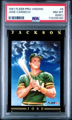 1991 FLEER PRO-VISION #6 JOSE CANSECO ATHLETICS - PSA 8 (MC) - RARE!! Miscut - Image 1 of 2