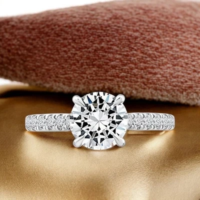 18k Gold Diamond Ring Multi Tone 1.40 Ct Round IGI Certified Lab Created - Image 1 of 4