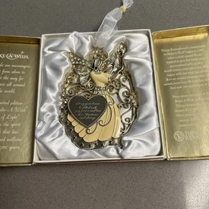 2013 Make-A-Wish Angel of Light Ornamento Cosas recordadas tono dorado con caja - Imagen 1 de 9