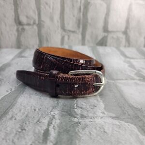 Martin Dingman Belt 90/36 Brown Alligator Grain Leather Handmade USA 