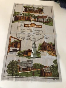 VINTAGE TEA TOWEL - SOVEREIGN HILL BALLARAT LINEN/COTTON HAND PAINTED - NEW - Picture 1 of 1