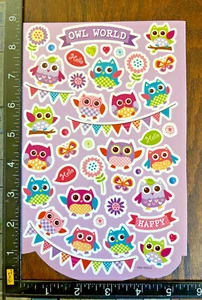 SPRING SUMMER, OWLS AND FLOWERS, ONE SHEET BEAUTIFUL STICKERS #OWLS77 - Picture 1 of 2