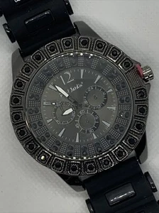 Paul Jardin Mens Watch.  New Battery  Black Silicone Band. Stock #040 - Picture 1 of 5