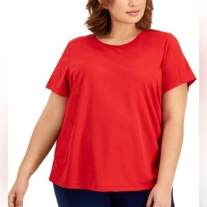 ID Ideology Women's Birdseye Mesh T-Shirt Red Size, - Picture 1 of 6