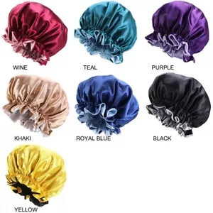 Large Satin bonnet for Curly Hair, Double Layer Reversible Silk Hair Sleep Cap - Picture 1 of 20