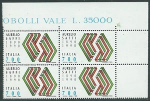 1990 ITALIA SAFFI QUARTINA MNH ** - FD - Picture 1 of 1