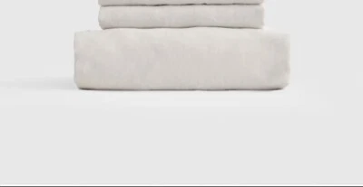 NWOT QUINCE EUROPEAN LINEN FITTED TWIN  XL SHEET SET 2 PIECE SAND  FLAX LINEN - Image 1 of 4