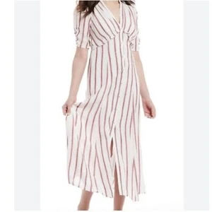 New Chelsea & Violet white & Red Striped button down Maxi Dress with sleeves L - Picture 1 of 14