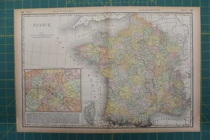 France Vintage Original 1894 Rand McNally World Atlas Map Lot - Picture 1 of 4