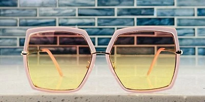 Дизайнерский стиль солнцезащитные очки оправы негабаритный градиент квадратные линзы розовый до желтый - Изображение 1 из 4