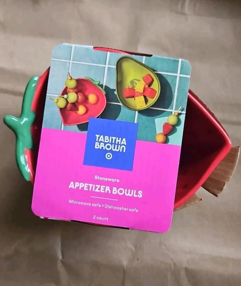 Target TABITHA BROWN 2 Pc. Dish Set STONEWARE STRAWBERRY AVOCADO APPETIZER BOWL