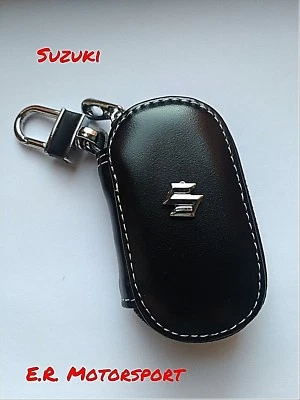 E.R. MOTORSPORT Portachiavi in ecopelle NERO contenitivo SUZUKI