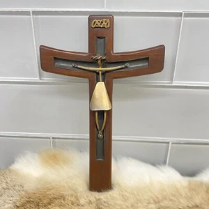H.Craft.Modernist Mexican Taxco Sterling Silver Rosewood Crucifix Cross,Mexico. - Picture 1 of 10