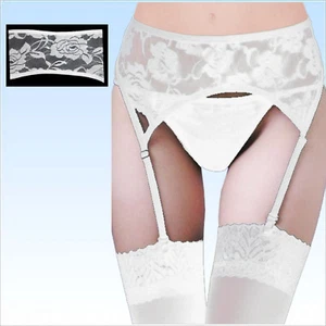 Strapsgürtel + Slip Emelie Weiß Gr. S-L 2-teilig Strapse Strapshalter Strumpf - Bild 1 von 1