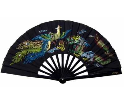 KUNGFUDIRECT Dragon Phoenix Bamboo Rib Kung Fu Fan and Tai Chi Fan For Martial Arts