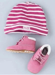 Timberland Infant baby  Crib Bootie and Hat Gift Set girl pink  - Picture 1 of 2