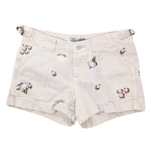 Lucky Brand Women's 0/25 Khaki Square Pocket Floral Embroidered Camp Shorts - Picture 1 of 9