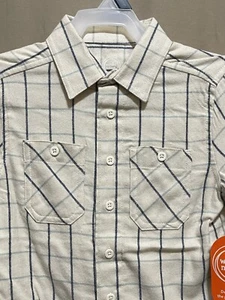 New Wonder Nation Button-Down Shirts Boys Size XS (4-5) Flannel Check Beige - Picture 1 of 9